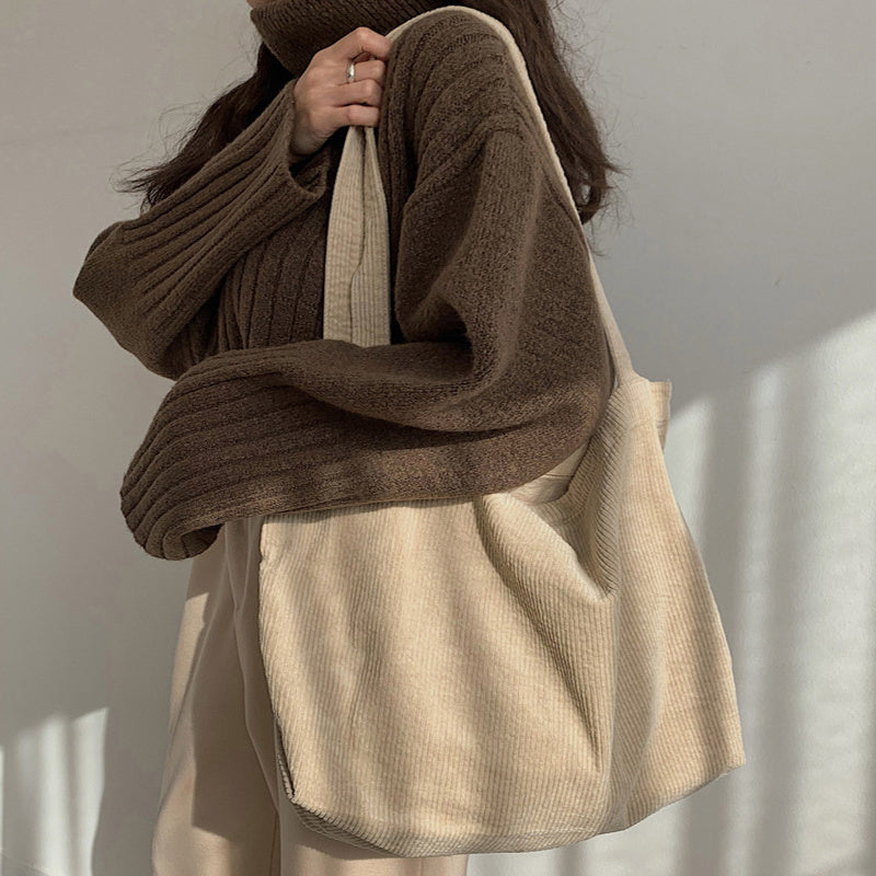Sac fourre-tout femme - cabas en velours côtelé | UrbanPlush™