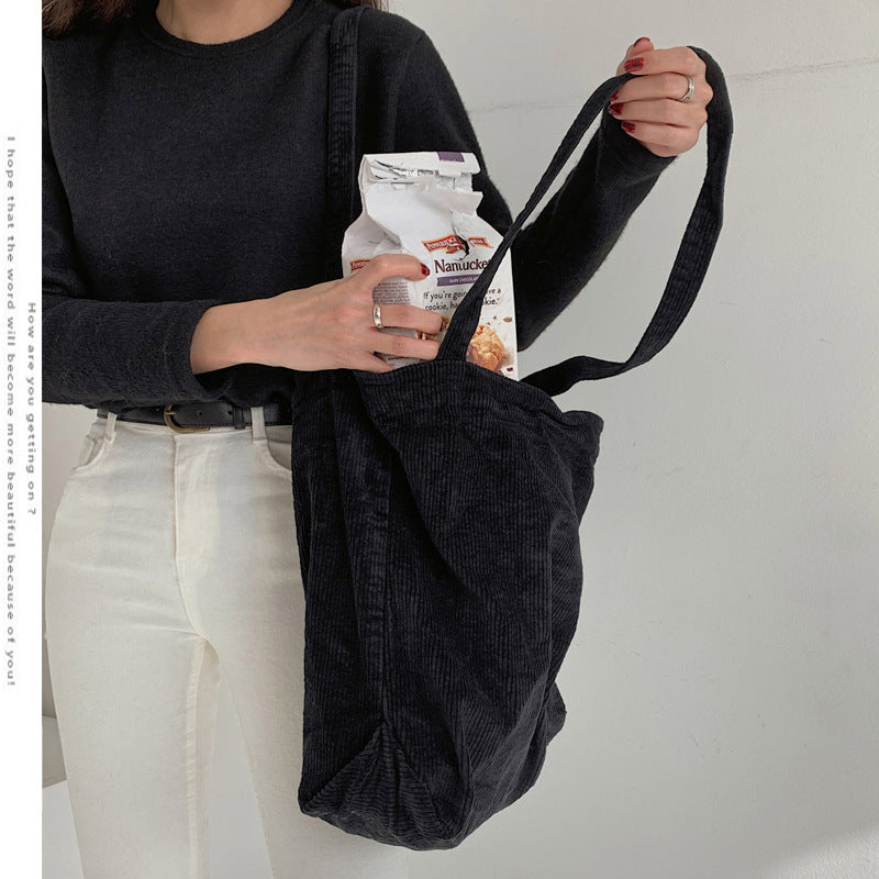 Sac fourre-tout femme - cabas en velours côtelé | UrbanPlush™